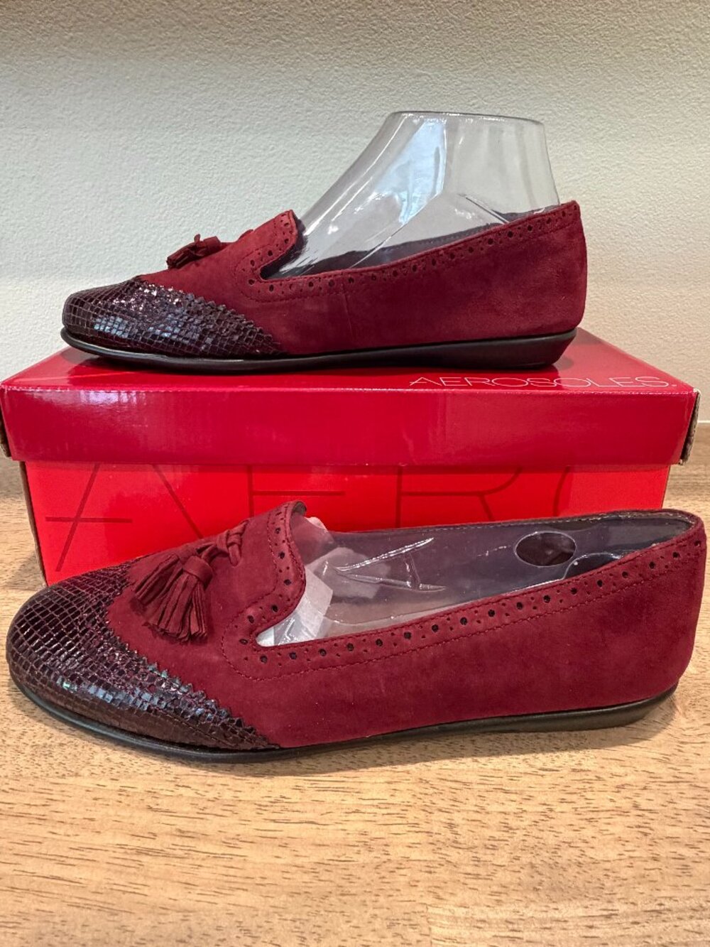 Aerosoles Winning Bet Wine Snake Embossed Suede Loafers 9 NWT